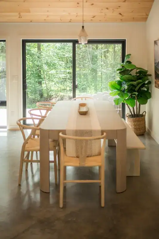 Dining table viewed from the hallway