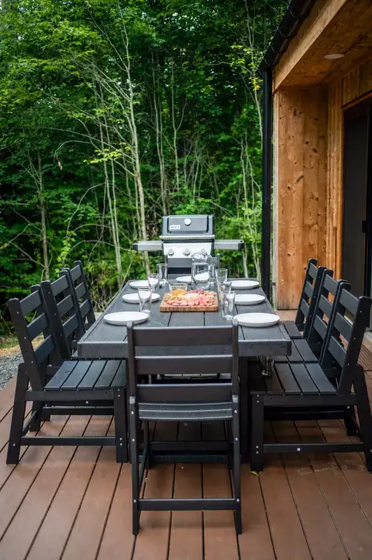 Private deck with outdoor dining and seating