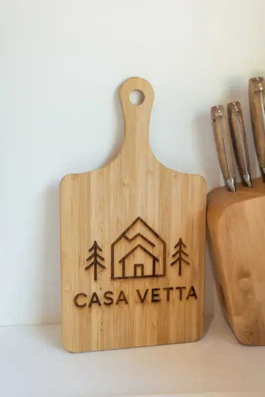 Casa Vetta wooden cutting board in the kitchen