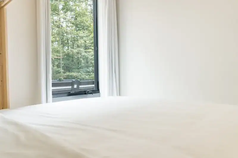 Bedside window overlooking the trees